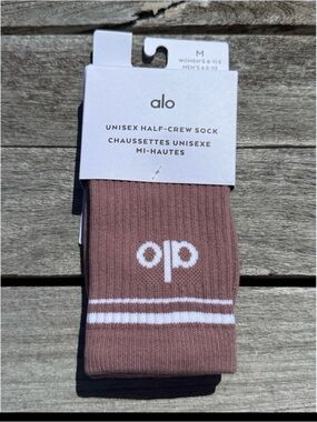 ALO Yoga unisex Half-Crew Sock — quartz with White Stripes